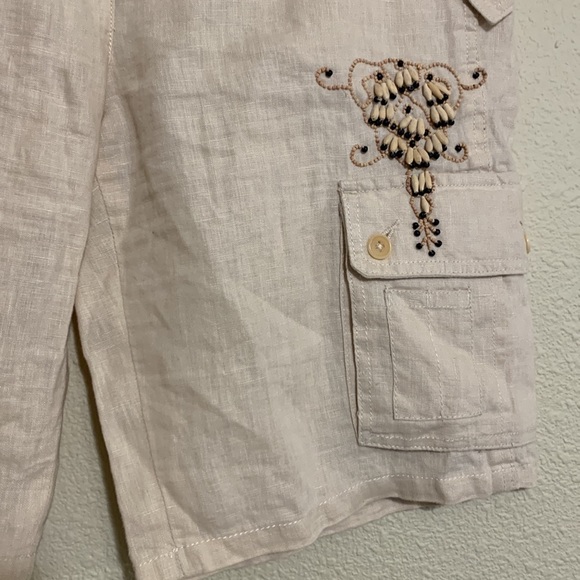 BCBGMAXAZRIA Beaded Linen Fabia Cargo Shorts - Picture 5 of 11